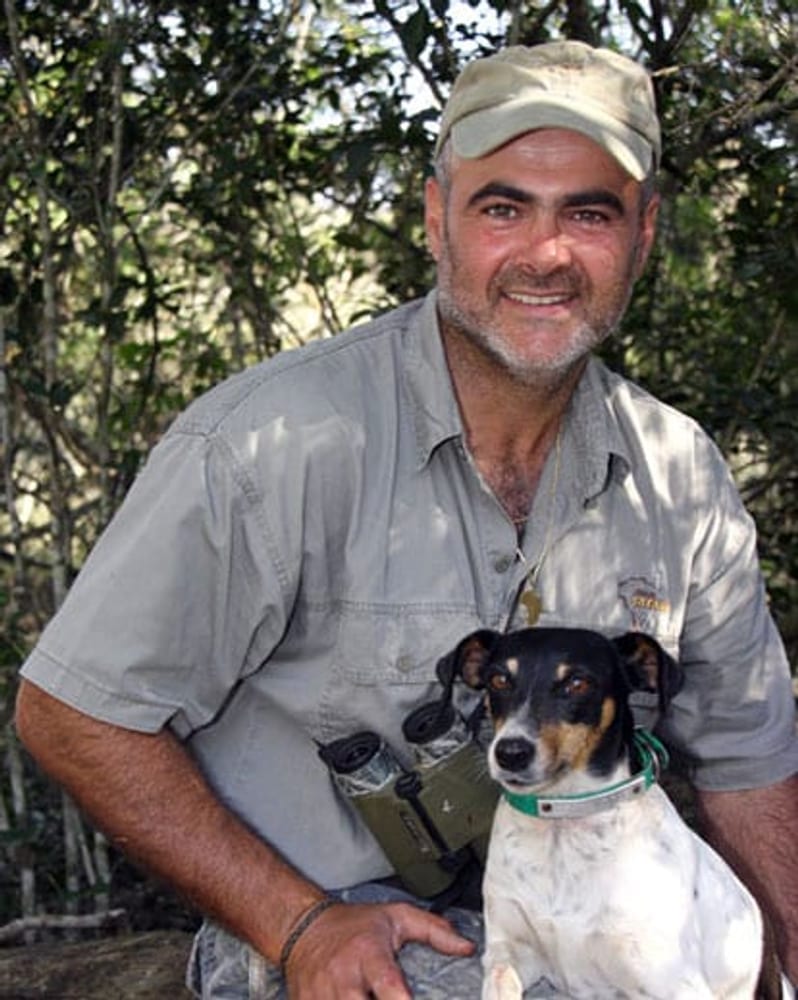Christophe Beau, founder of Grand Safari, with his dog